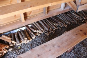 Feuerholz für die Lagerfeuer- und Grillhütte im norwegischen Freizeitheim Omlid.