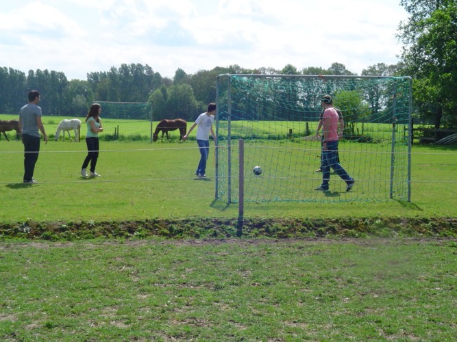 Fußballplatz inklusive Tore am Gruppenhaus Het Lohr*** in den Niederlanden.